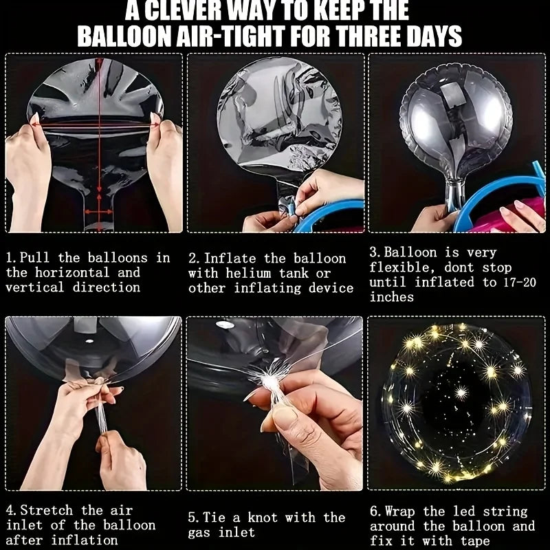 Led Luminous Transparent Balloons for Weddings, Birthdays, Bachelor Party (Battery Not Included), Valentine's Day, Anniversary
