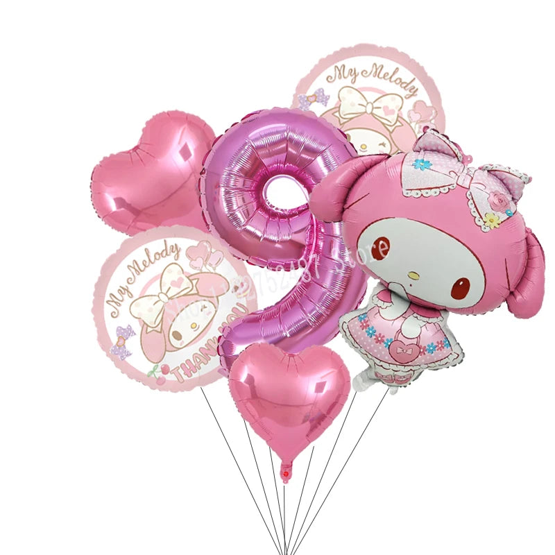 My Melody Digit 1-10 Balloons Anime Airballoon Girls Birthday Party Decoration Baby Shower Gender Reveal Accessories Kids Gift