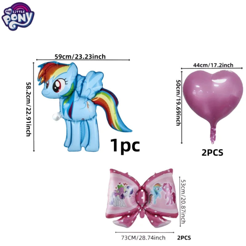 My Little Pony Cartoon Cute Balloon Set with Bow Accents Aluminum Foil Party Decorations for Festival And Celebrations