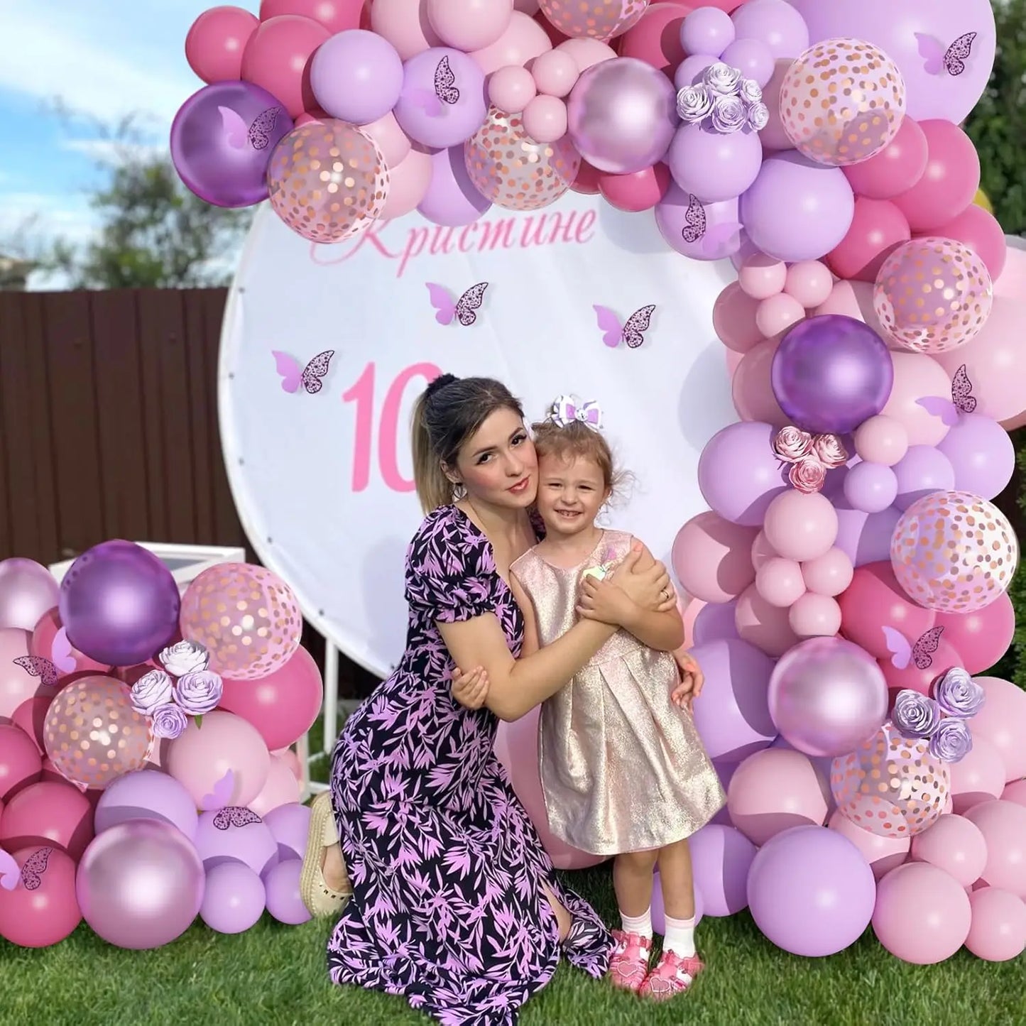 159pcs pink and purple latex balloon set suitable for birthday parties, weddings, Valentine's Day party decoration