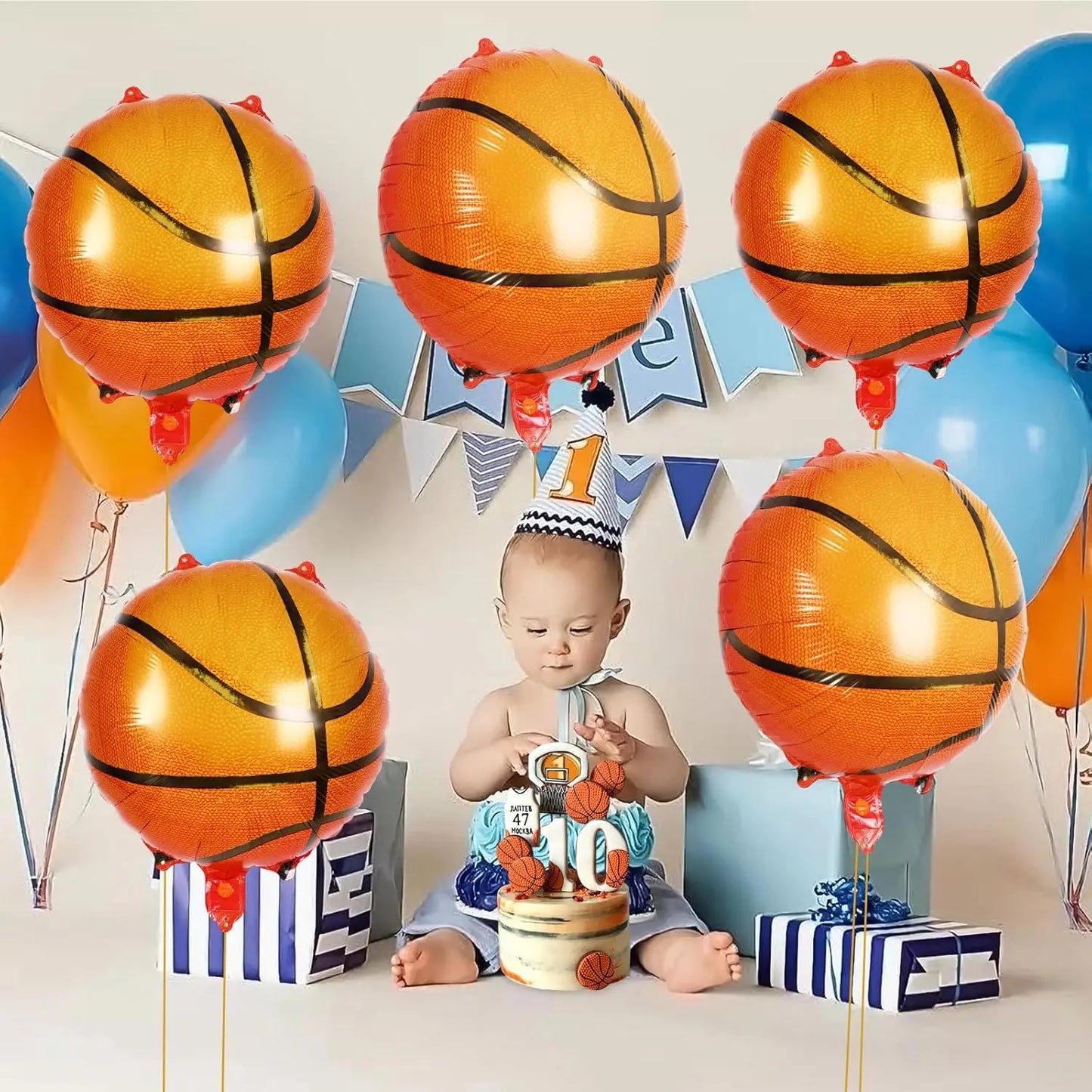 12pcs Basketball Balloons 18inch Basketball Foil Balloons Basketball Party Decorations Sport Theme Birthday Supplies
