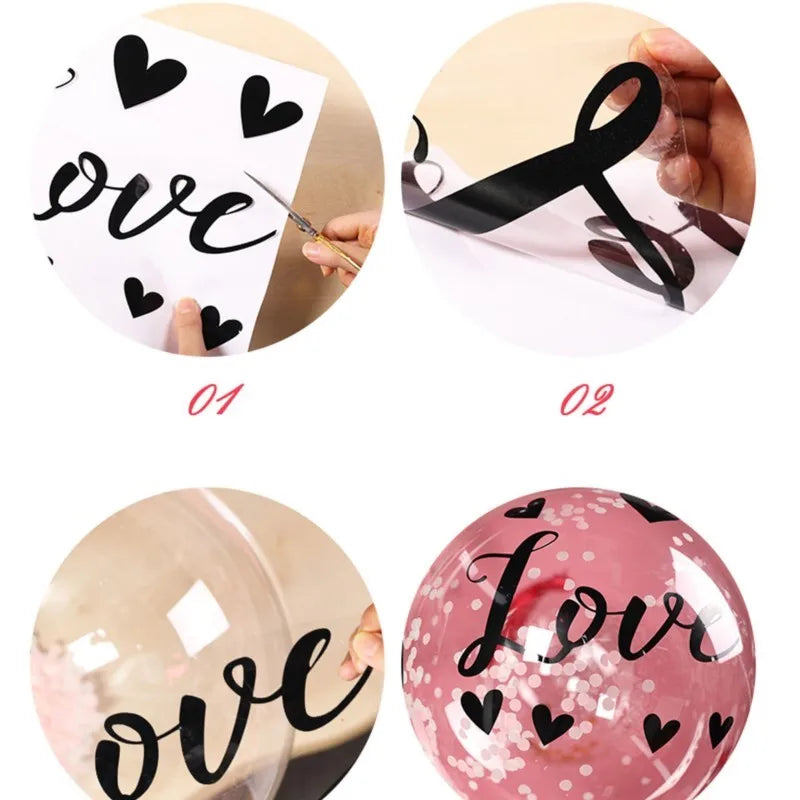 Transparent balloons stickers for birthday party decoration,large 21x29cm,36inch bubble balloons, balloons