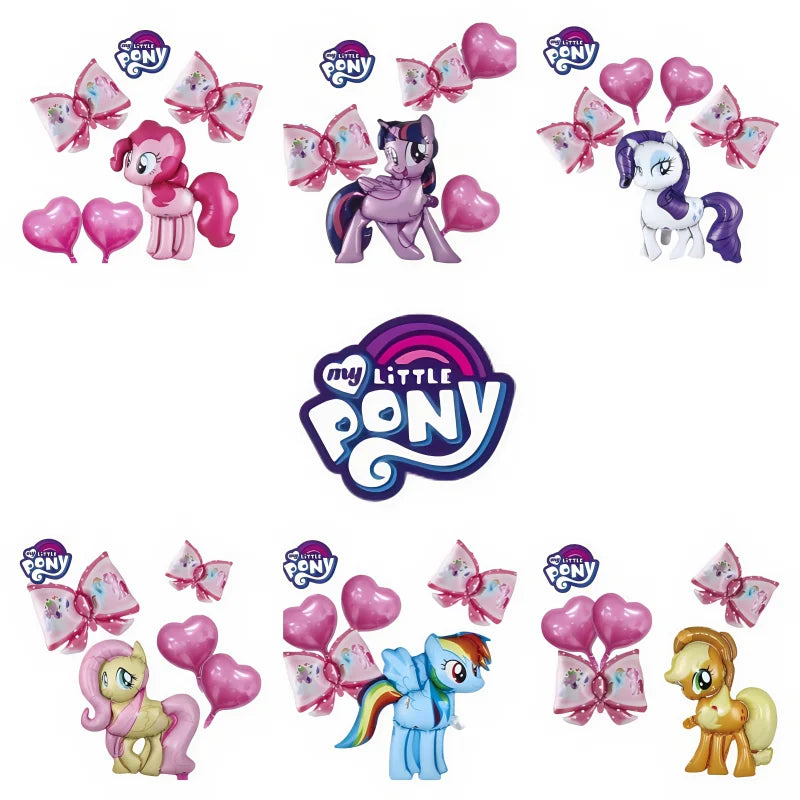 My Little Pony Cartoon Cute Balloon Set with Bow Accents Aluminum Foil Party Decorations for Festival And Celebrations