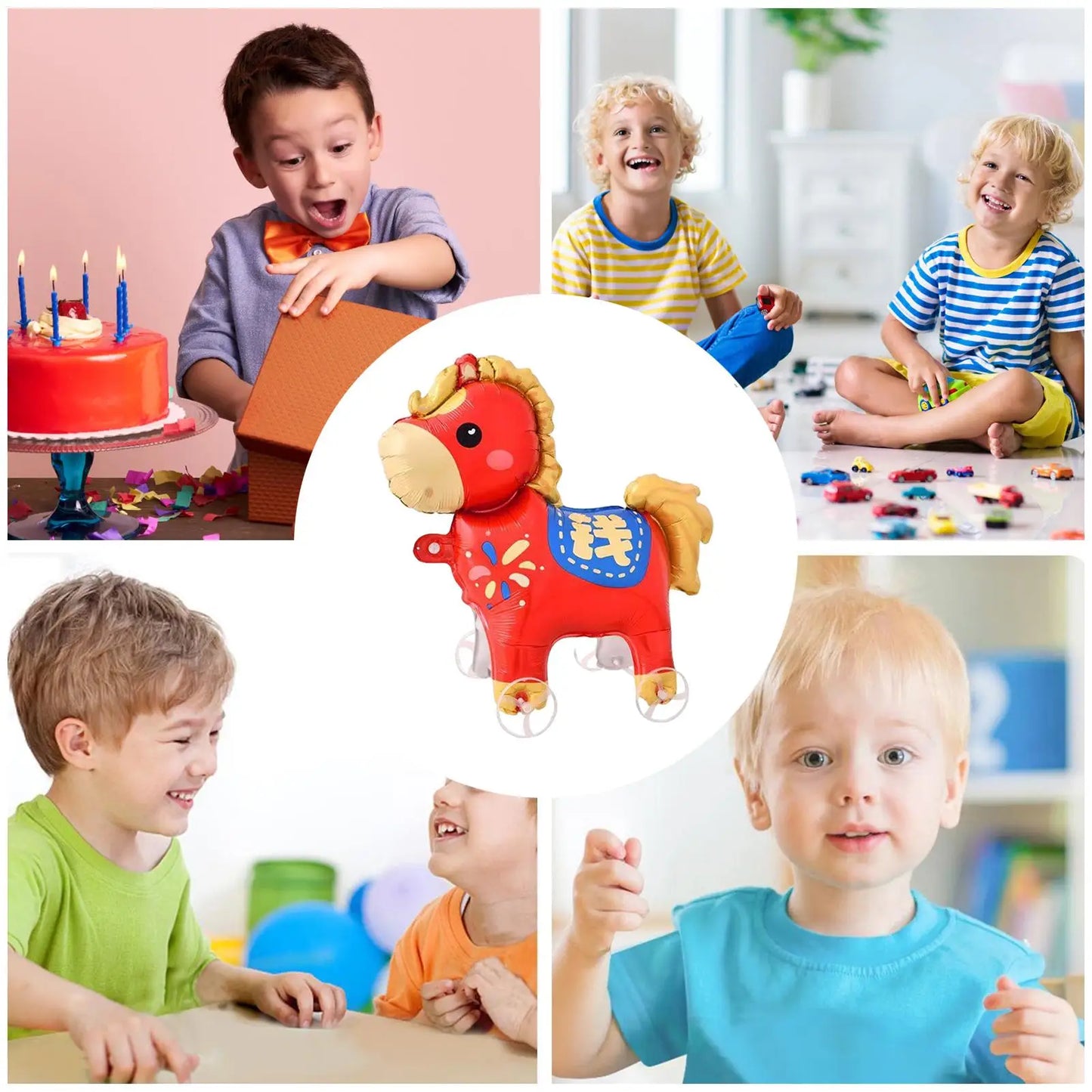 Horse Balloons Inflatable Cute Cartoon with Wheels 2026 Horse Animal Balloons for Adults Kids Outdoor Spring Festival Holiday