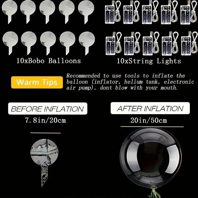 Led Luminous Transparent Balloons for Weddings, Birthdays, Bachelor Party (Battery Not Included), Valentine's Day, Anniversary