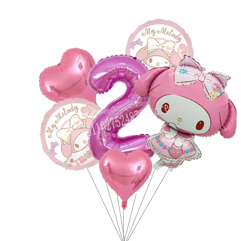 My Melody Digit 1-10 Balloons Anime Airballoon Girls Birthday Party Decoration Baby Shower Gender Reveal Accessories Kids Gift