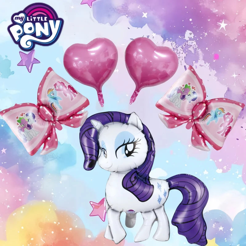 My Little Pony Cartoon Cute Balloon Set with Bow Accents Aluminum Foil Party Decorations for Festival And Celebrations