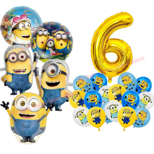Cartoon M&Miniones Theme Balloons Birthday Decoration Yellow Banana Man Aluminum Film Ballons Baby Shower Globos Kid Party Favor