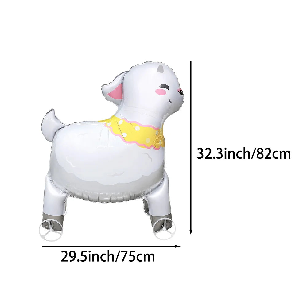 1 Pack of Wheeled Lamb-Shaped Aluminum Foil Balloons, Suitable for Birthday Parties, Themed Parties, Holiday Parties, and Animal-Themed Party Decorations