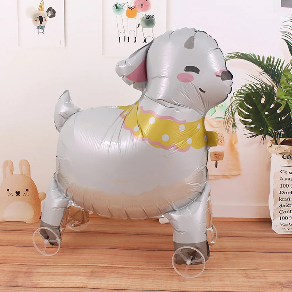 1 Pack of Wheeled Lamb-Shaped Aluminum Foil Balloons, Suitable for Birthday Parties, Themed Parties, Holiday Parties, and Animal-Themed Party Decorations