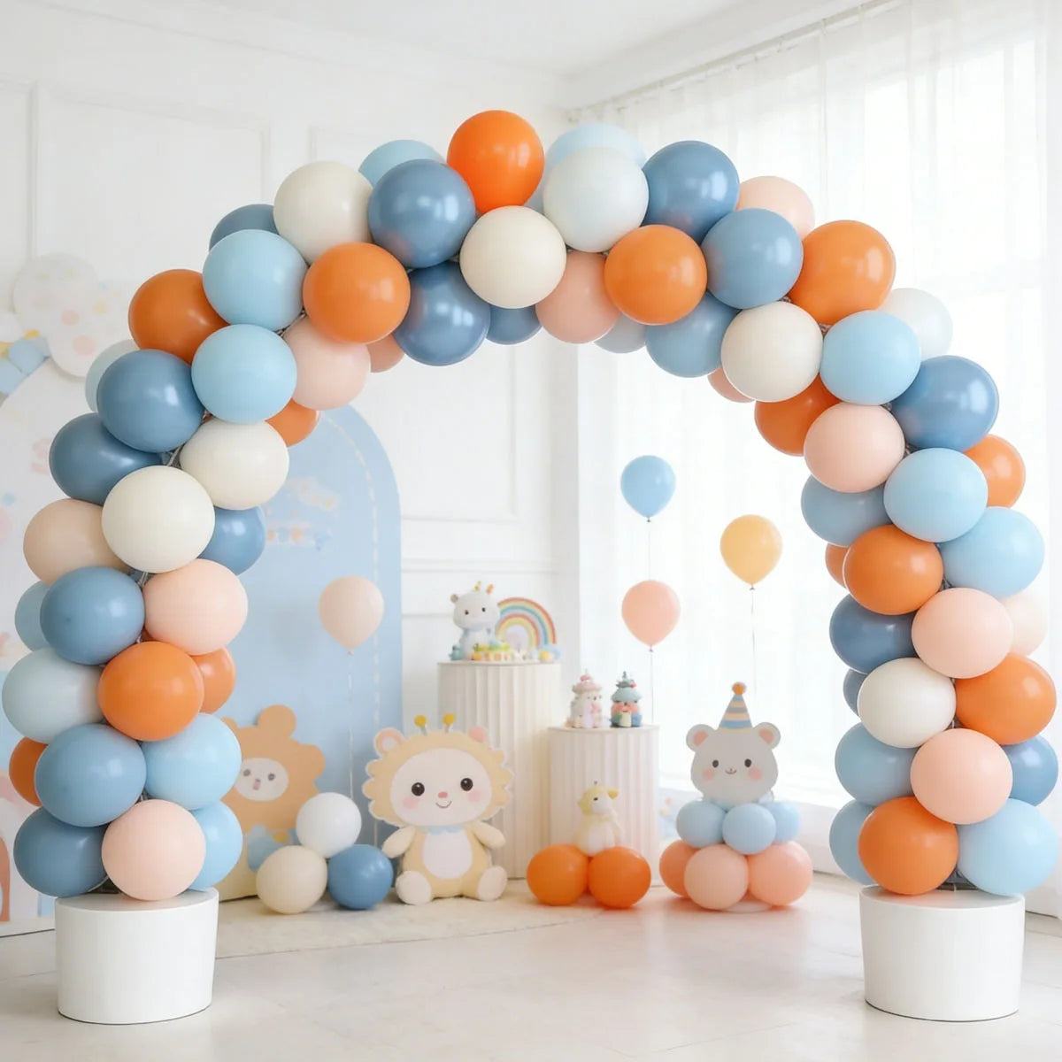 Orange Blue Balloons, Orange Macaron Retro Sea Blue White Balloons for Birthday Shower Graduation Engagement Party Decoration
