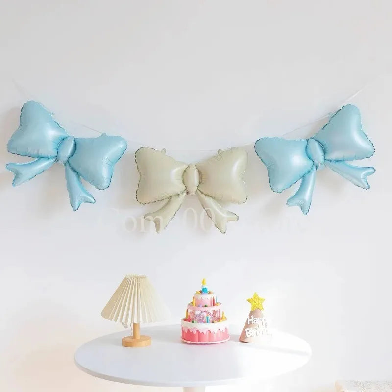 Small Size Bow Ballons for Birthday Party Decorations Baby Shower Photo Props Bowknot Balloons Non-Floating Helium Air Balloons