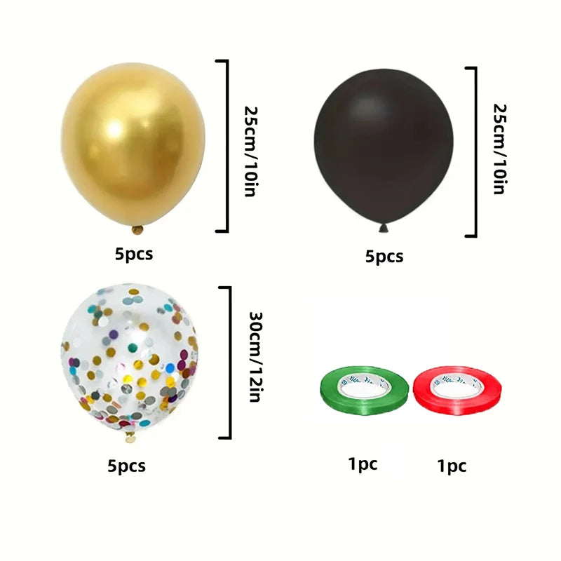 16pcs Black and Metallic Gold Balloons for Birthday New Year Wedding Graduation Party Baby Shower Decorations