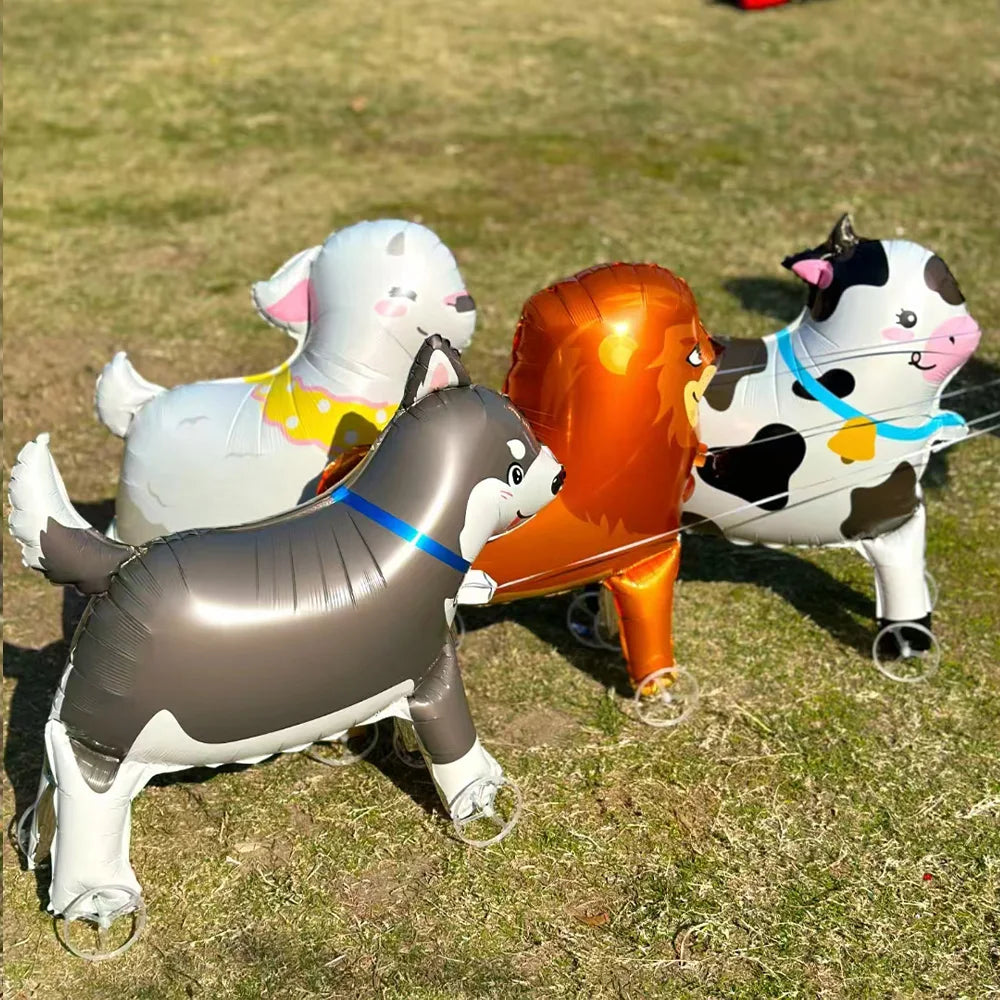 1 Pack of Wheeled Lamb-Shaped Aluminum Foil Balloons, Suitable for Birthday Parties, Themed Parties, Holiday Parties, and Animal-Themed Party Decorations