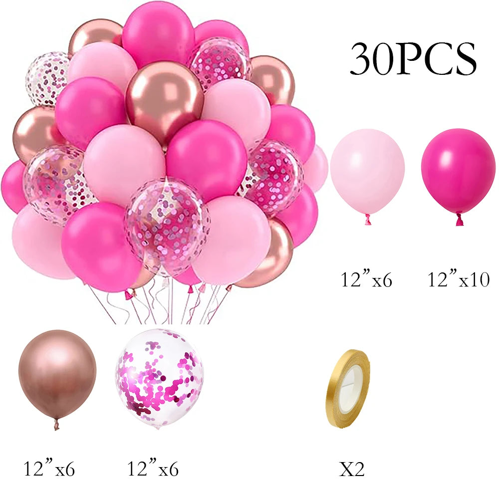 30Pcs Balloons Set Black Gold White Pink Blue Balloon Home Birthday Party Baby Shower Wedding Anniversary Graduation Decoration