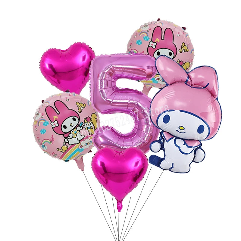 My Melody Digit 1-10 Balloons Anime Airballoon Girls Birthday Party Decoration Baby Shower Gender Reveal Accessories Kids Gift