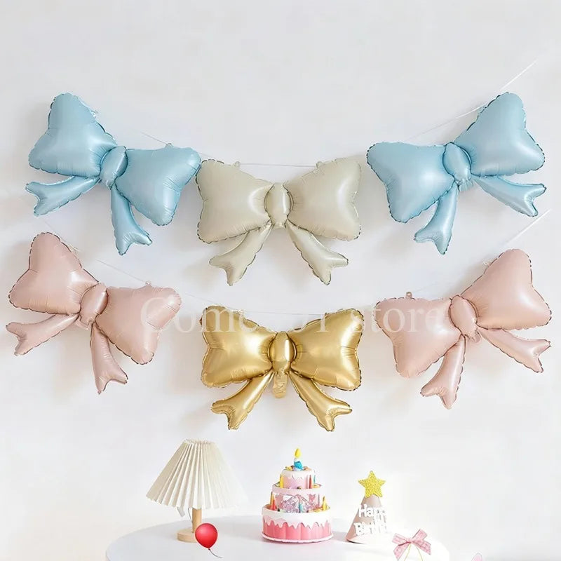 Small Size Bow Ballons for Birthday Party Decorations Baby Shower Photo Props Bowknot Balloons Non-Floating Helium Air Balloons