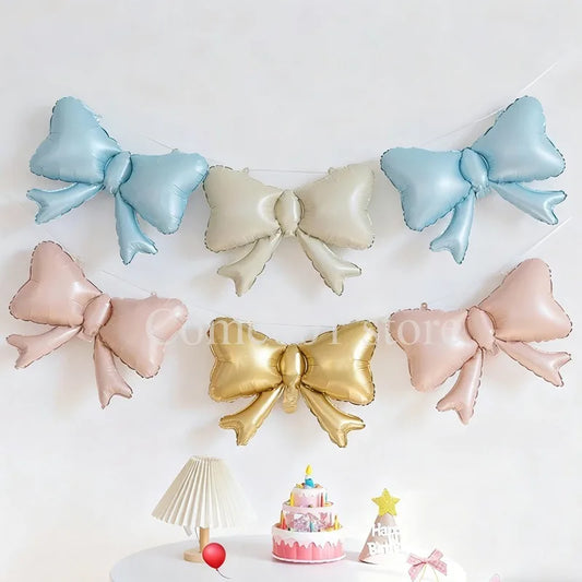 Small Size Bow Ballons for Birthday Party Decorations Baby Shower Photo Props Bowknot Balloons Non-Floating Helium Air Balloons