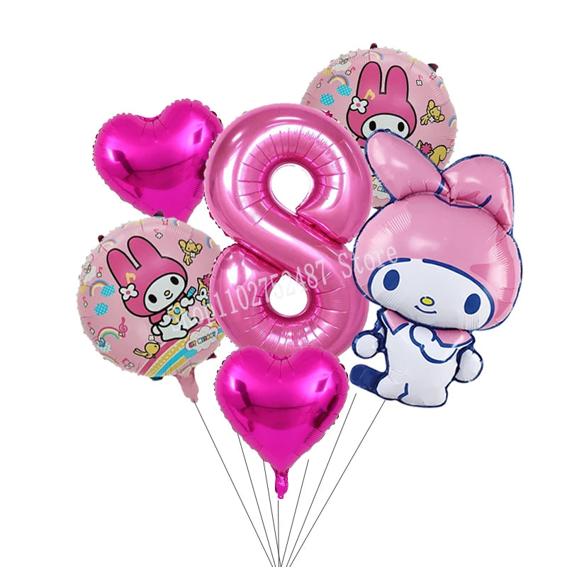 My Melody Digit 1-10 Balloons Anime Airballoon Girls Birthday Party Decoration Baby Shower Gender Reveal Accessories Kids Gift