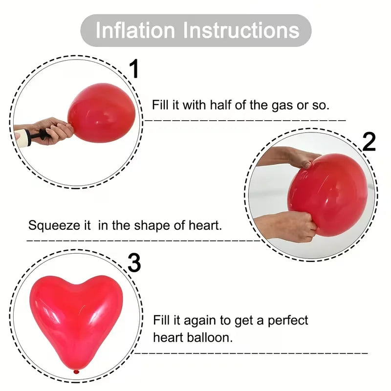 32 red heart-shaped balloons, birthday parties, Valentine's Day, anniversaries, coming-of-age ceremonies, party supplies