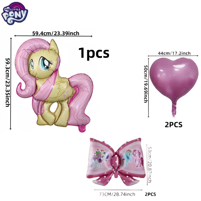 My Little Pony Cartoon Cute Balloon Set with Bow Accents Aluminum Foil Party Decorations for Festival And Celebrations