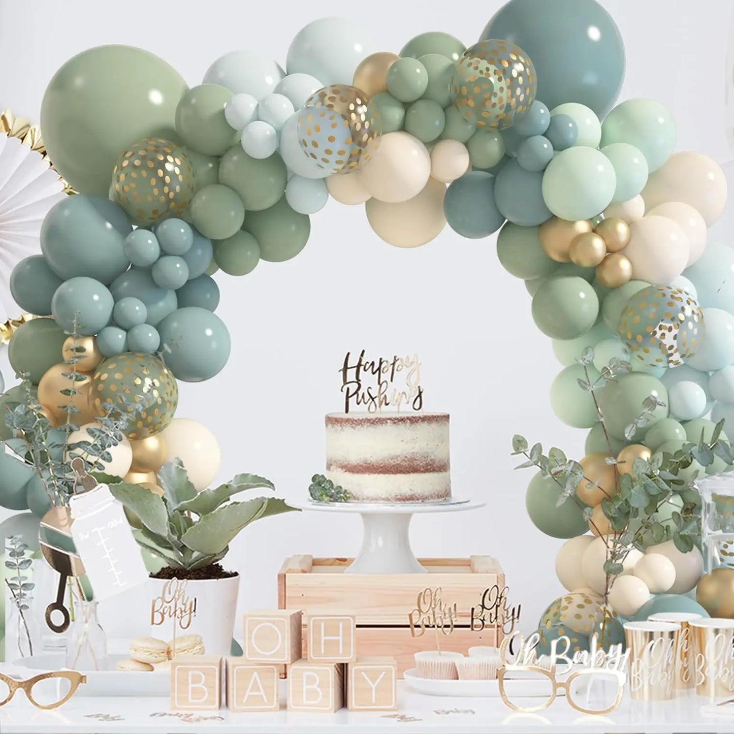 169Pcs gray blue green latex balloon set suitable for birthday parties, weddings, Valentine's Day party decoration