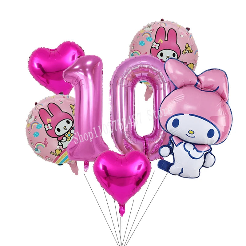 My Melody Digit 1-10 Balloons Anime Airballoon Girls Birthday Party Decoration Baby Shower Gender Reveal Accessories Kids Gift