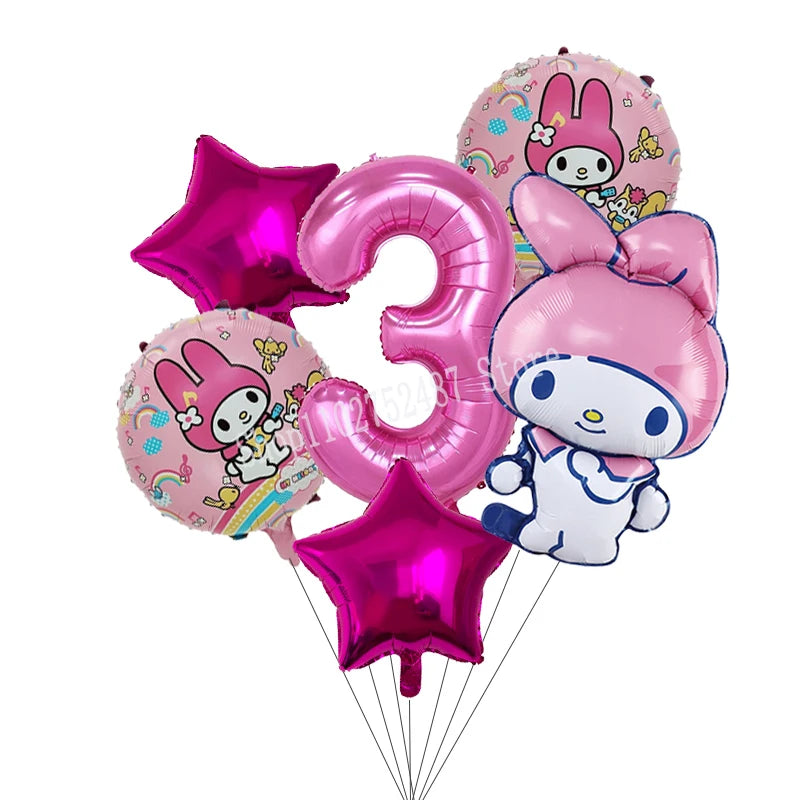 My Melody Digit 1-10 Balloons Anime Airballoon Girls Birthday Party Decoration Baby Shower Gender Reveal Accessories Kids Gift