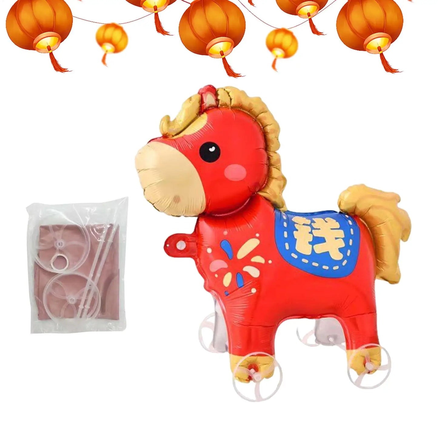 Horse Balloons Inflatable Cute Cartoon with Wheels 2026 Horse Animal Balloons for Adults Kids Outdoor Spring Festival Holiday