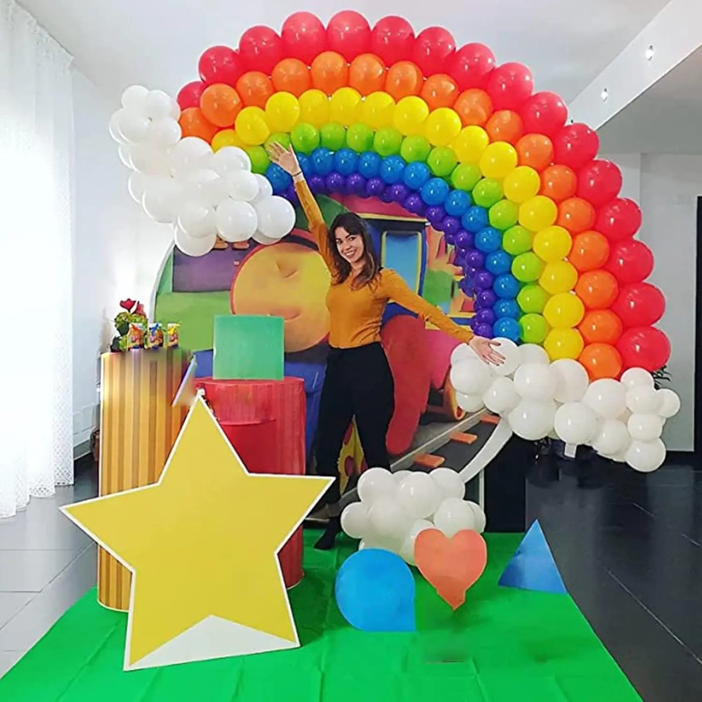Rainbow Balloons 175 Pcs,12/5inch suitable for wedding season,birthdays,pop parties,bridal showers,family gatherings
