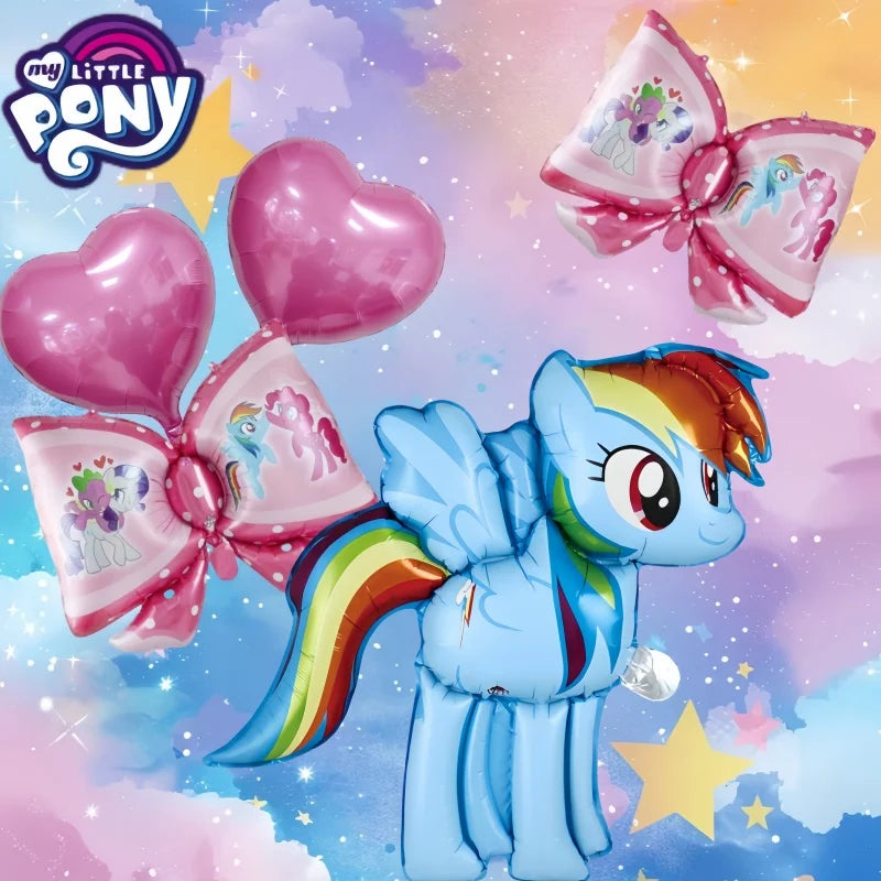 My Little Pony Cartoon Cute Balloon Set with Bow Accents Aluminum Foil Party Decorations for Festival And Celebrations