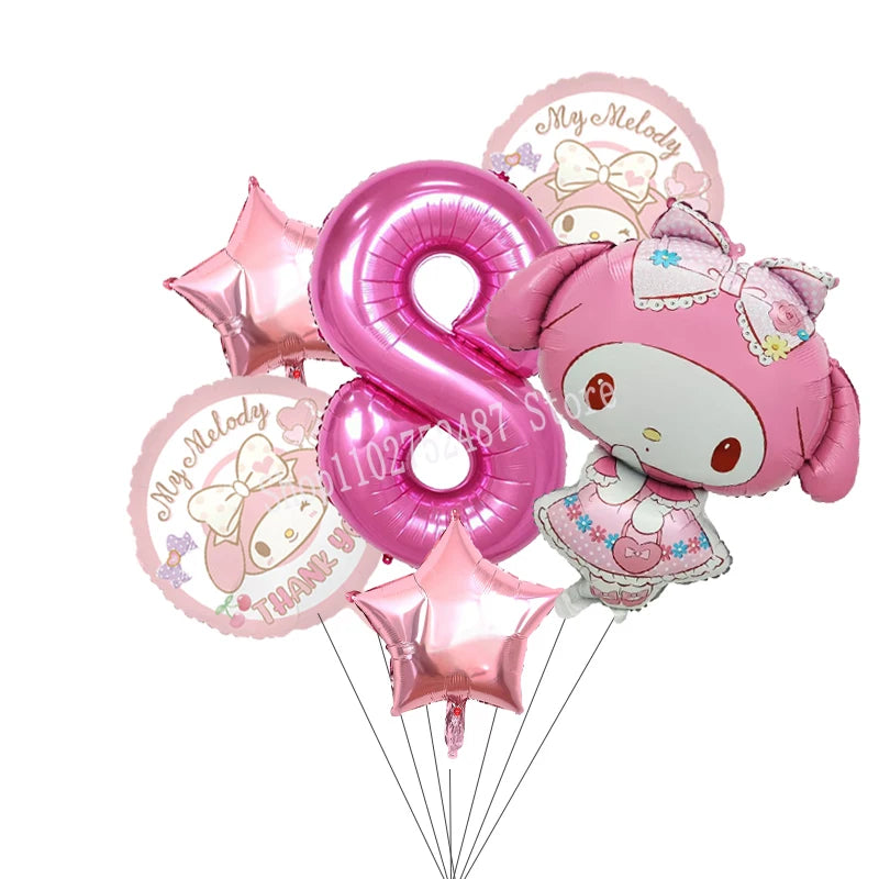 My Melody Digit 1-10 Balloons Anime Airballoon Girls Birthday Party Decoration Baby Shower Gender Reveal Accessories Kids Gift