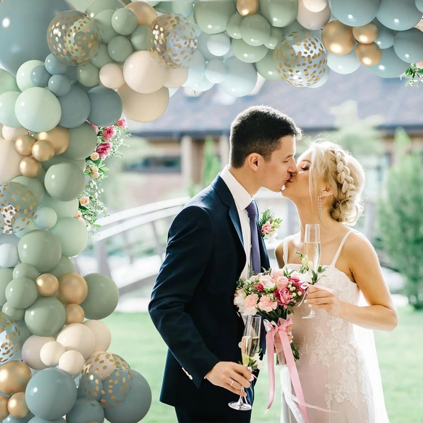 169Pcs gray blue green latex balloon set suitable for birthday parties, weddings, Valentine's Day party decoration