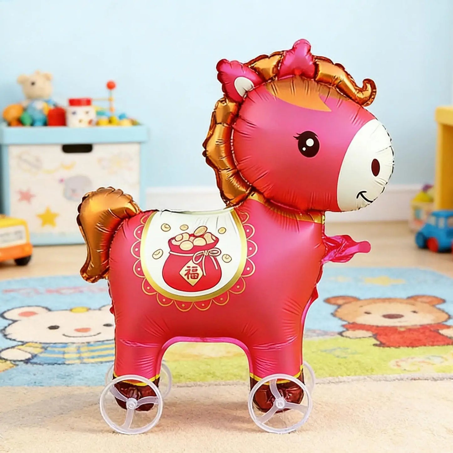 Horse Balloons Inflatable Cute Cartoon with Wheels 2026 Horse Animal Balloons for Adults Kids Outdoor Spring Festival Holiday