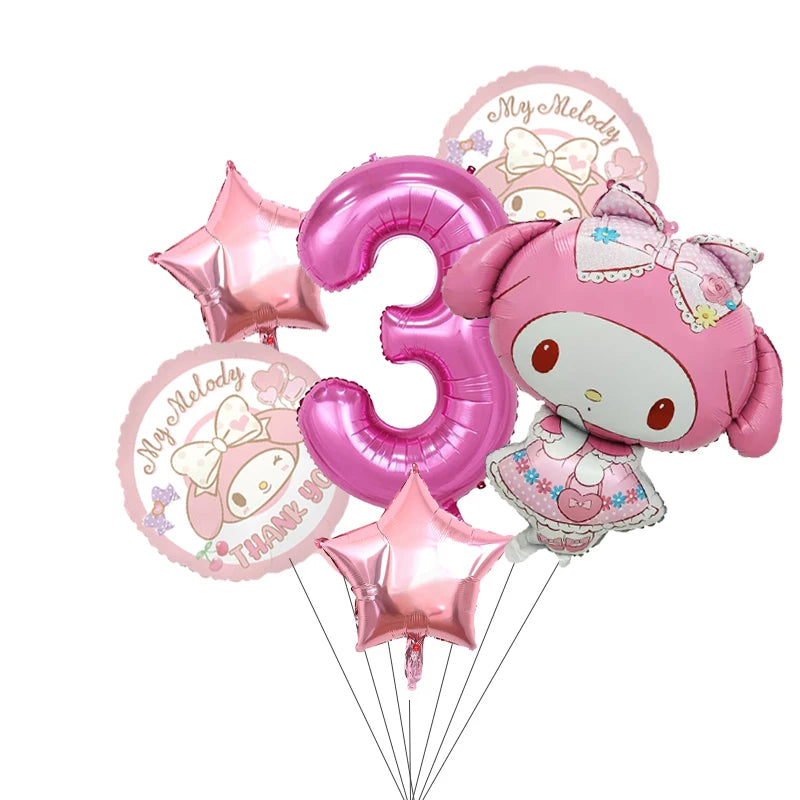 My Melody Digit 1-10 Balloons Anime Airballoon Girls Birthday Party Decoration Baby Shower Gender Reveal Accessories Kids Gift