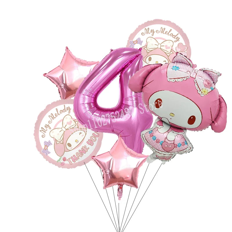 My Melody Digit 1-10 Balloons Anime Airballoon Girls Birthday Party Decoration Baby Shower Gender Reveal Accessories Kids Gift