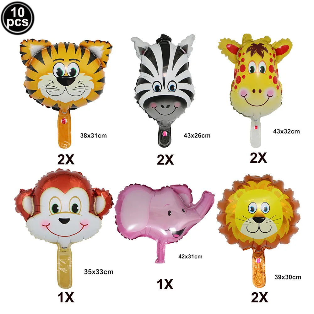 Safari Balloons Jungle Safari Animal Foil Balloon Zoo Animal Balloon Lion Tiger Giraffe Leopard Balloon for Jungle Animal Party