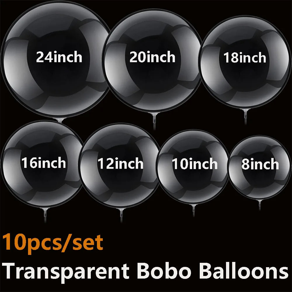 10pcs 10/16/18/20/24/36 inch Clear Bubble Balloons Large Transparent Bobo Balloons for Ramadan Wedding Birthday Party Decoration