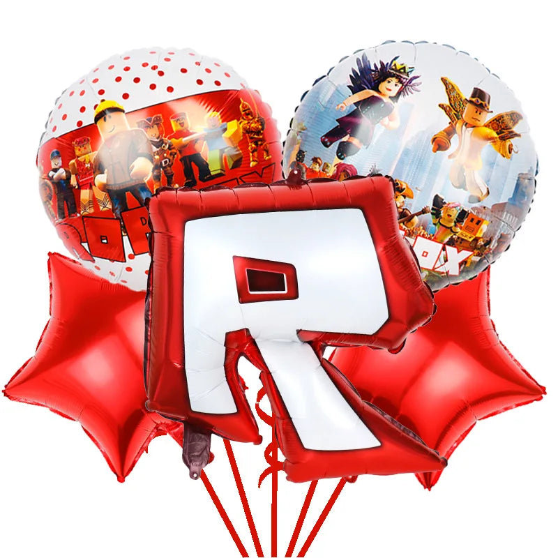 Cartoon Game Roblox Set Boy Balloons Cartoon Double-sided Shaped Birthday Party Decor Baby Shower Number DIY Foil Balloon Set