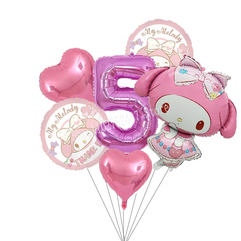My Melody Digit 1-10 Balloons Anime Airballoon Girls Birthday Party Decoration Baby Shower Gender Reveal Accessories Kids Gift
