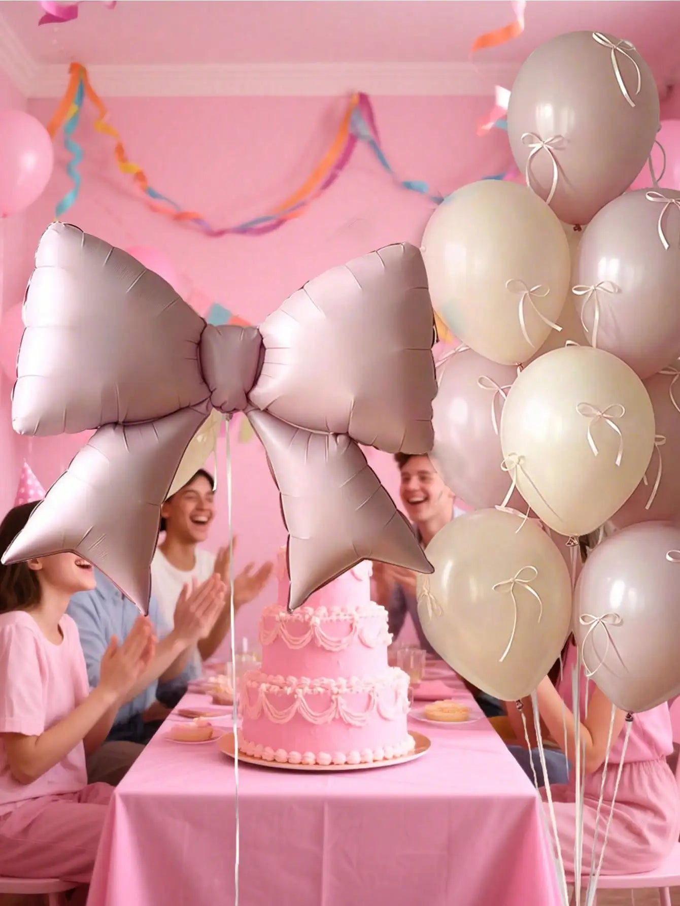 12pcs Large Decorative Balloons with Pink Bows Suitable for Wedding Decoration Birthdays and Pink Themed Parties Decor Supplies