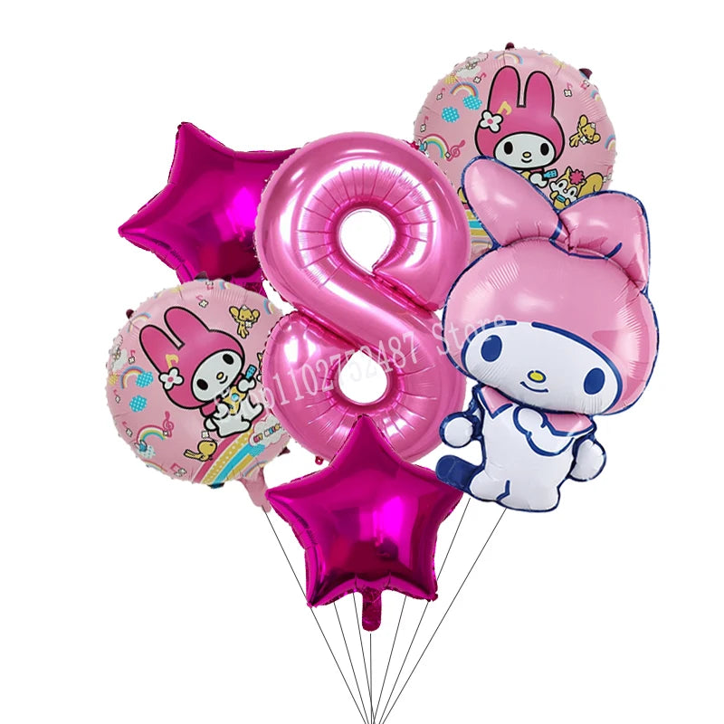 My Melody Digit 1-10 Balloons Anime Airballoon Girls Birthday Party Decoration Baby Shower Gender Reveal Accessories Kids Gift