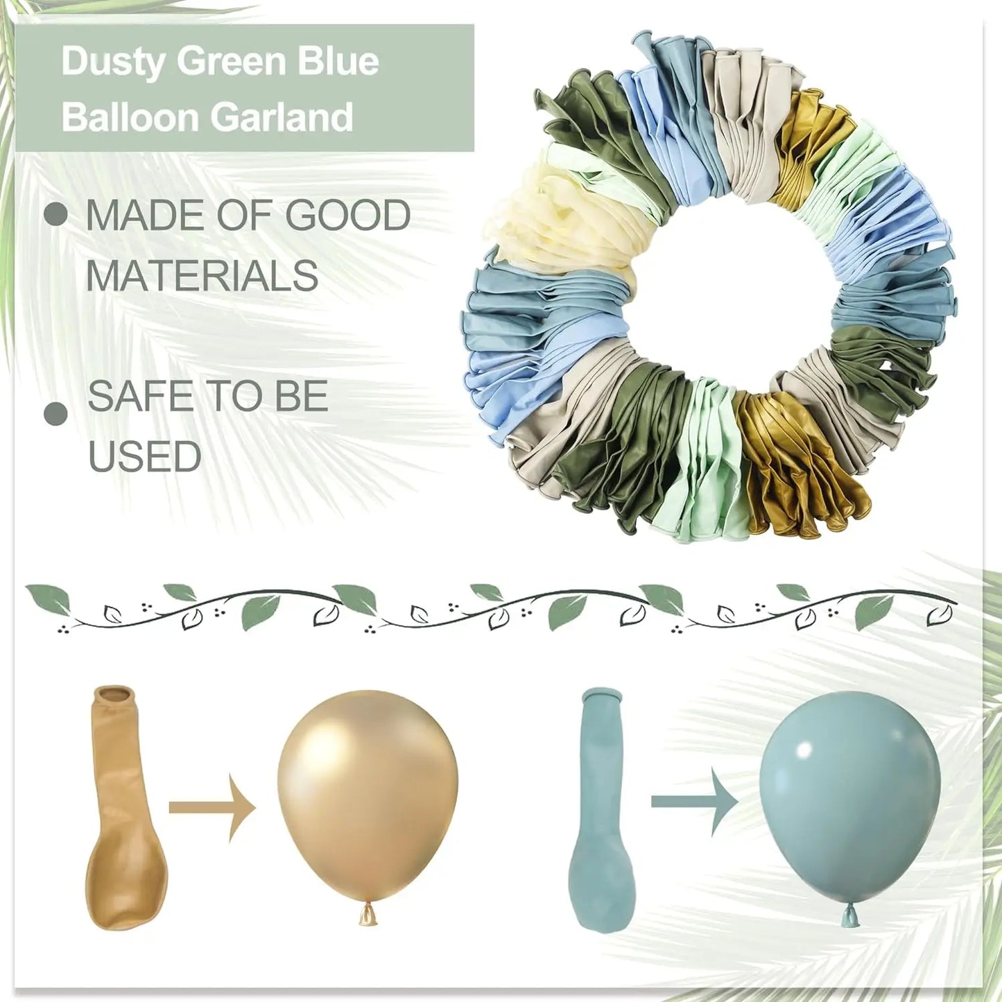 169Pcs gray blue green latex balloon set suitable for birthday parties, weddings, Valentine's Day party decoration