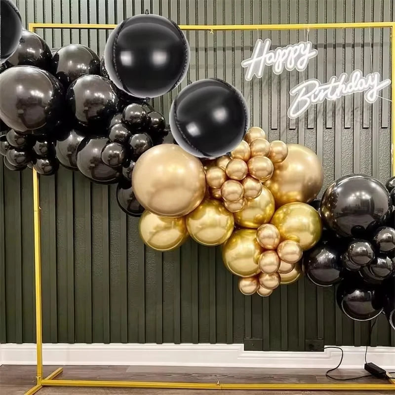 14pcs Silver Black Foil Balloons Mylar Balloons 22in 15in 10in 4D Round Balloons Large Metallic Balloons Chrome Balloons Decor