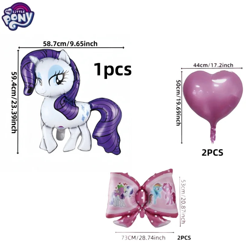 My Little Pony Cartoon Cute Balloon Set with Bow Accents Aluminum Foil Party Decorations for Festival And Celebrations