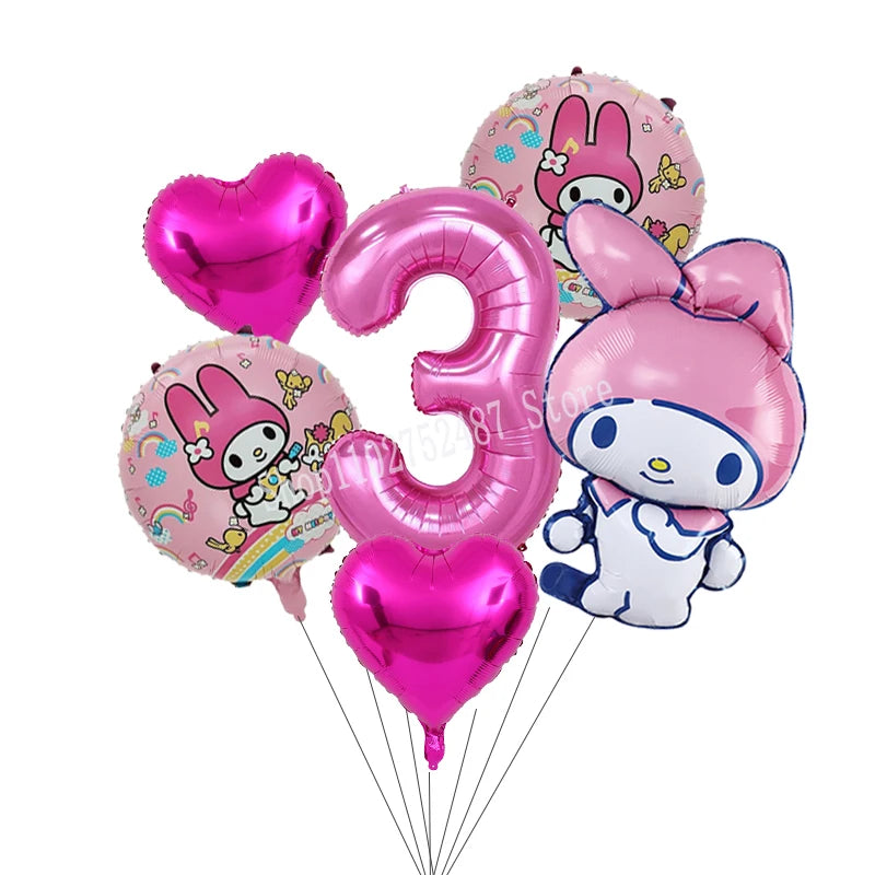 My Melody Digit 1-10 Balloons Anime Airballoon Girls Birthday Party Decoration Baby Shower Gender Reveal Accessories Kids Gift