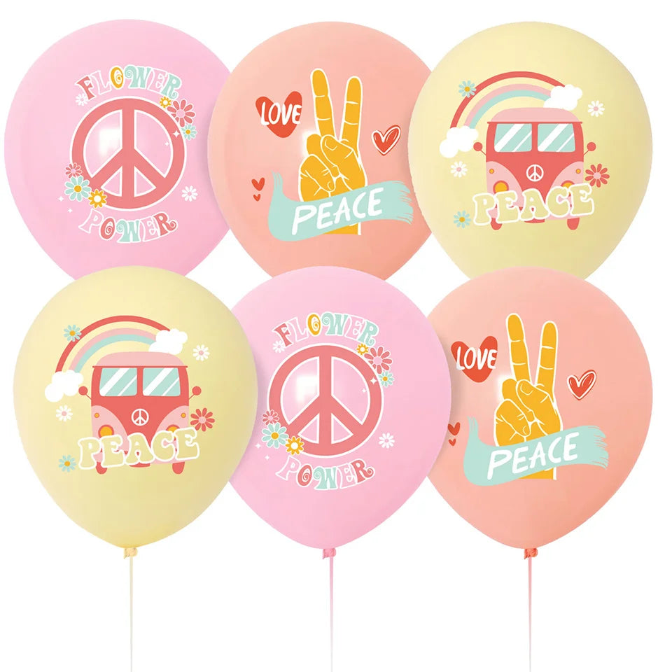 15pcs Hippie Two Groovy Bohemian Rainbow Bus Balloons For Bohemian Themed Kids Birthday Decoration Wedding Party Supplies