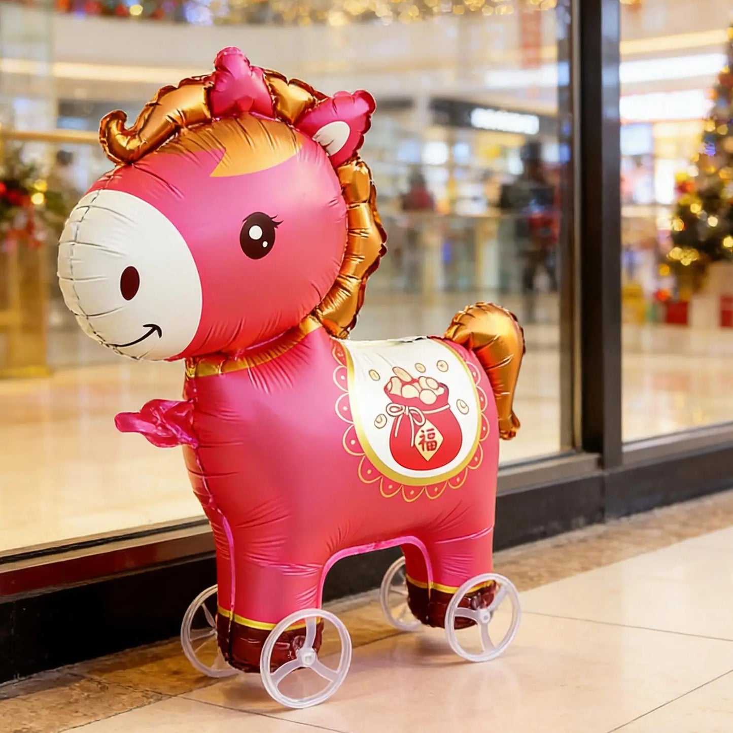 Horse Balloons Inflatable Cute Cartoon with Wheels 2026 Horse Animal Balloons for Adults Kids Outdoor Spring Festival Holiday
