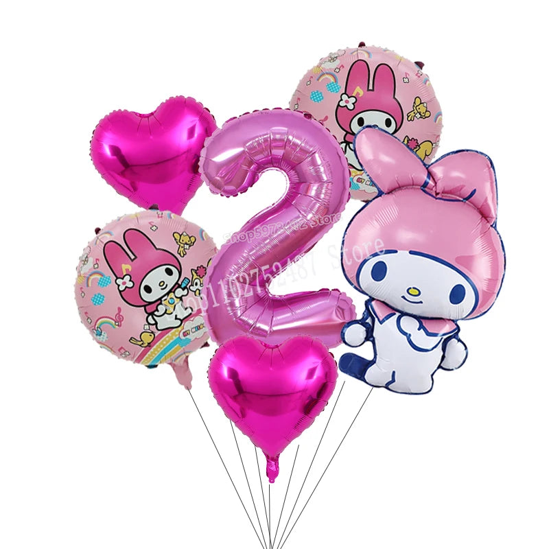 My Melody Digit 1-10 Balloons Anime Airballoon Girls Birthday Party Decoration Baby Shower Gender Reveal Accessories Kids Gift