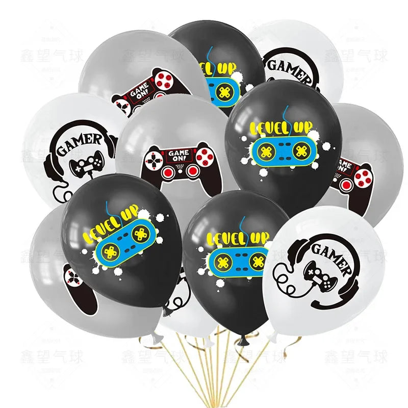 Blue Game On Theme Balloons Video Game Controller Latex Ballon Happy Boys Game Birthday Party Kids Favors Gamer Level Up Balon
